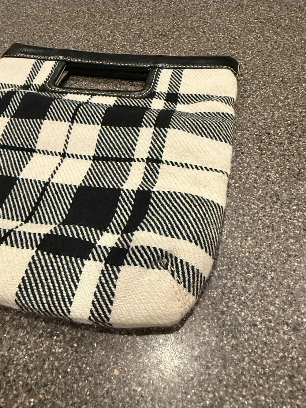Banana Republic Black & Cream Plaid Top-Handle Clutch